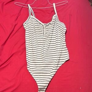 Striped Black and White Bodysuit